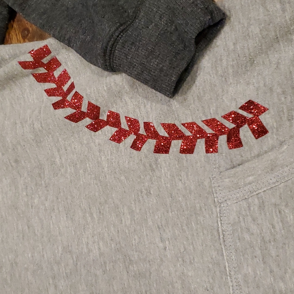 Womens District light & dark gray baseball hoodie size L - Picture 3 of 6